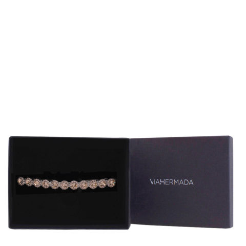 VIAHERMADA Matic Haarspange mit Bernstein Strass Blumen