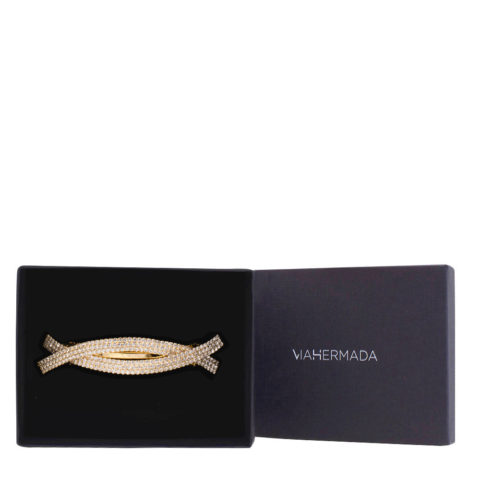 VIAHERMADA Matic Gold Braid Haarspange mit 6 Strassreihen