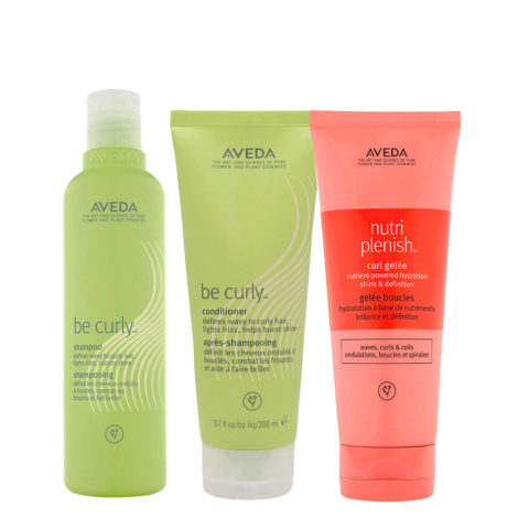 Aveda Be Curly and Nutriplenish Kit Shampoo 250ml Conditioner 200ml Curl Gelee 200ml