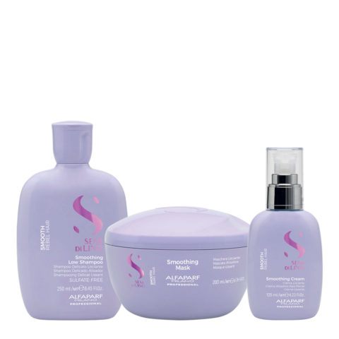 Alfaparf Semi di Lino Smoothing Kit Shampoo 250ml Maske 200ml Glättungscreme 125ml - widerspenstiges Haar