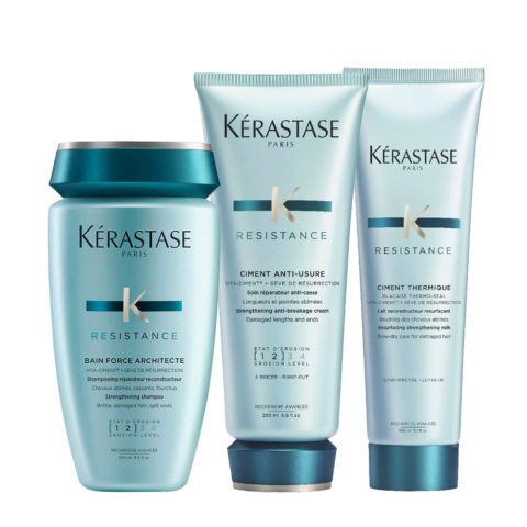 Kerastase Résistance Bain Force Architecte 250ml Ciment Anti-Usure 200 ml Ciment Thermique 150ml