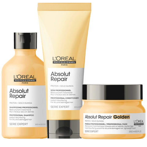 L'Oréal Professionnel Absolut Repair Kit Shampoo 300ml Conditioner 200ml Golden Mask 250ml