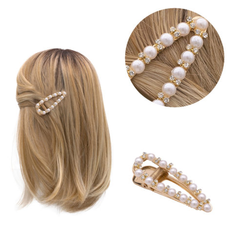 VIAHERMADA Haar Clip mit Perlen und Glas Strasssteinen