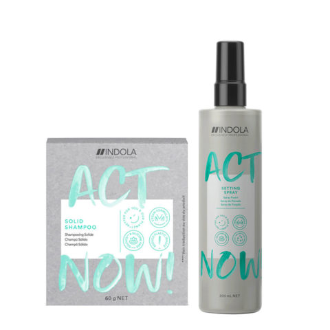 Act Now Festes Shampoo 60gr +Setting Entwirrungsspray für alle Haartypen 200ml