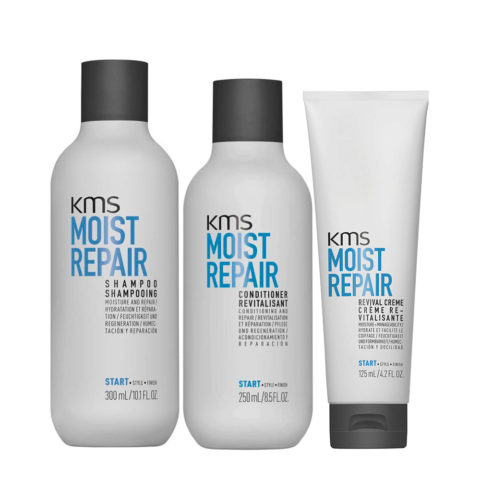 KMS Moist Repair Shampoo 300ml Conditioner 250ml Revival Creme 125ml