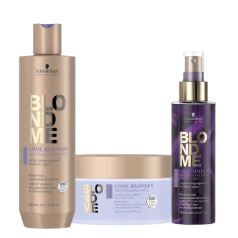 Schwarzkopf Blond Me Cool Blondes Neutralizing Shampoo 300ml Spray Conditioner 150ml Mask 200ml