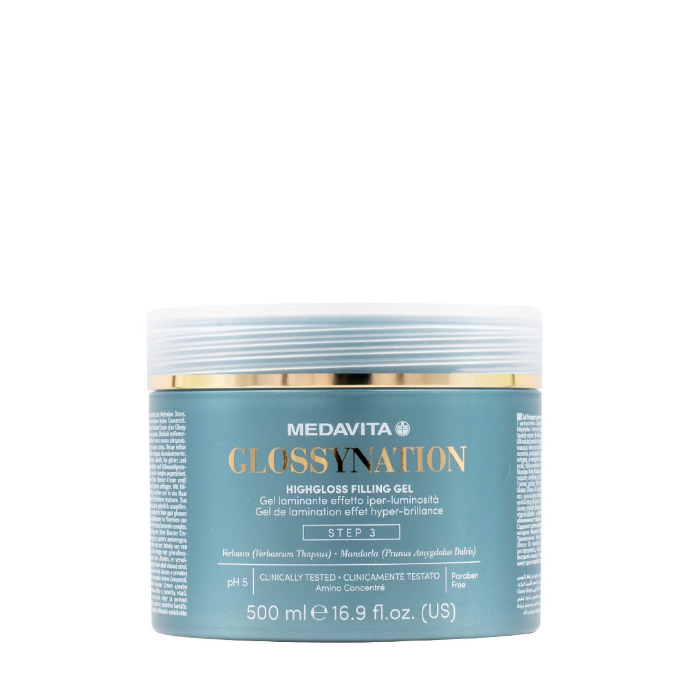 Medavita Lunghezze Glossynation Highgloss Filling Gel 500ml - Laminierungsgel mit Hyper-Glanz Effekt