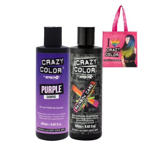 Crazy Color Shampoo Purple 250ml Deep Conditioner für gefärbtes Haar 250ml + Shopper als Geschenk