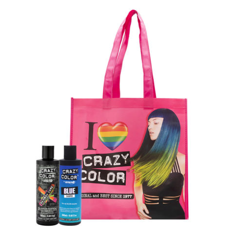 Crazy Color Shampoo Blue 250ml Deep Conditioner für gefärbtes Haar 250ml + Shopper als Geschenk