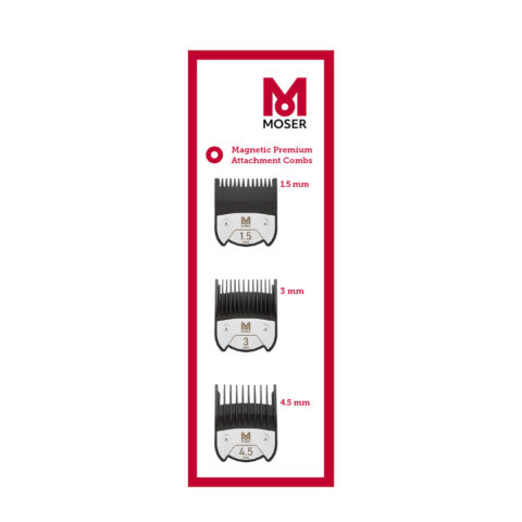 Moser Magnetic Premium - 3 Magnet-Aufsteckkaemme von 1,5/3/4,5 mm