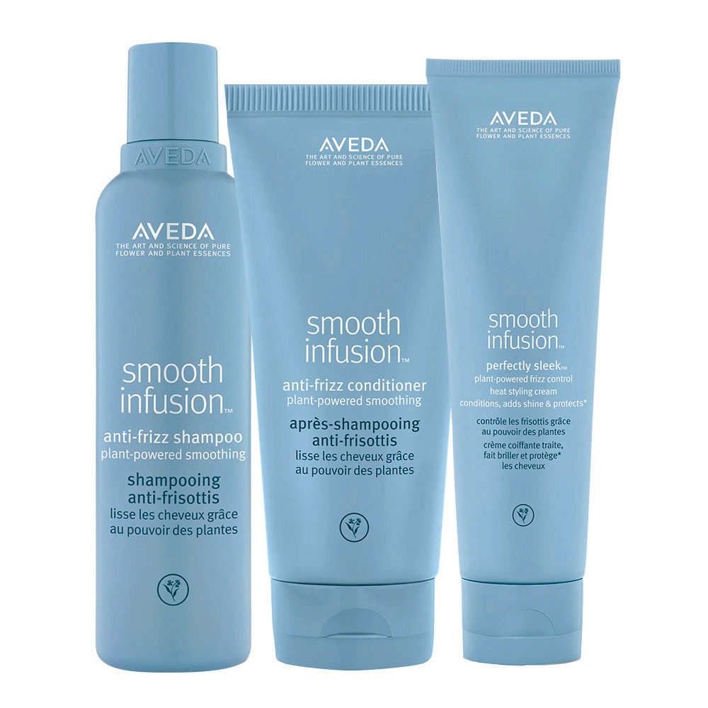 Aveda Smooth Infusion Anti-Frizz Shampoo 200ml Conditioner 200ml Perfectly Sleek 150ml