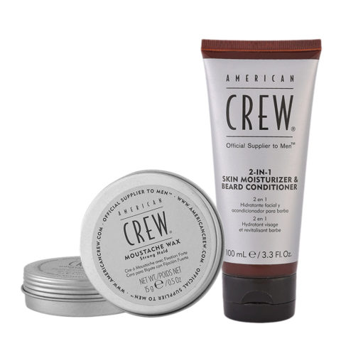 American Crew 2 in 1 Skin Moisturizer Beard Conditioner 100ml + Moustache Wax Strong Hold 15gr
