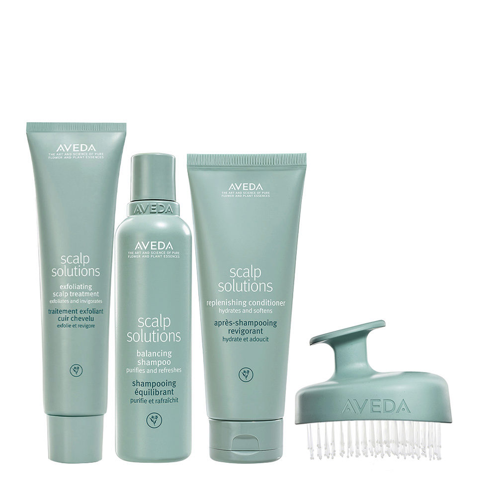 Aveda Scalp Solutions Exfoliating Scalp Treatment 150ml Shampoo 200ml Conditioner 200ml Scalp Massager