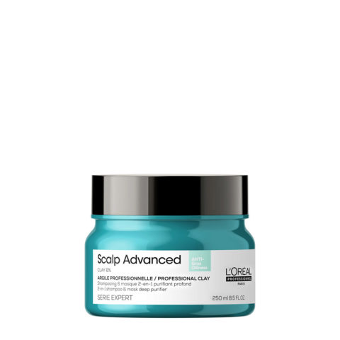 L'Oreal Professionnel Paris Scalp Advanced Anti-Oiliness 2in1 Deep Purifier Clay 250ml - Reinigendes Shampoo & Maske