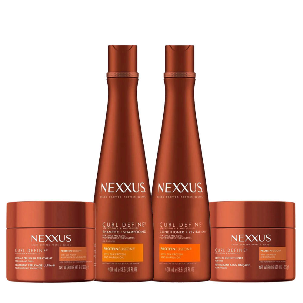 Nexxus Curl Define Ultra-8 Pre-Wash Treatment 250ml Shampoo 400ml Conditioner 400ml Conditioner Leave-In 250ml