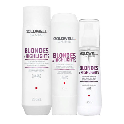 Dualsenses Blonde & Highlights Anti-Yellow Shampoo 250ml Conditioner 200ml Brilliance Serum Spray 150ml