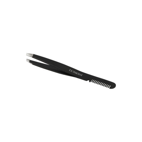 Lussoni Make Up Slant Tweezers With Comb 9.9cm - Augenbrauenpinzette mit Kamm