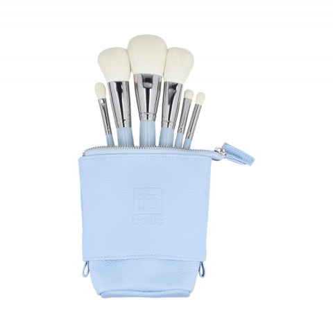 6 Makeup Brushes + Case Set Blue - Pinselset