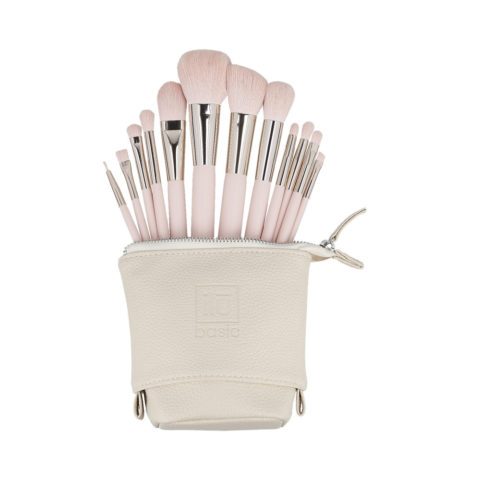 Makeup Brushes 12pz + Case Set Pink - Pinselset