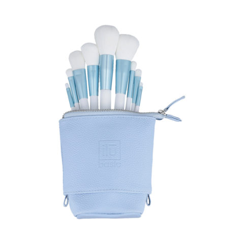 Makeup Basic Brushes 9pz + Case Set Blue - Pinselset