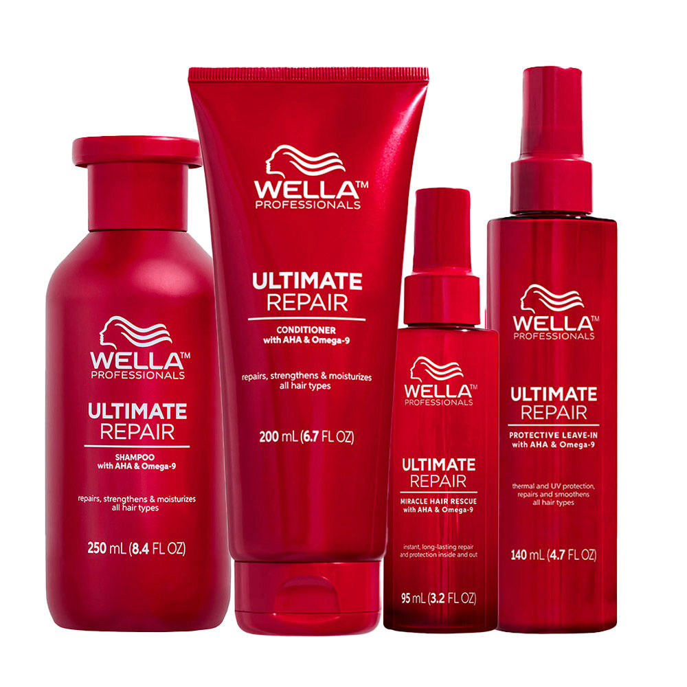 Wella Ultimate Repair Shampoo 250ml Conditioner 200ml Miracle Hair Rescue 95ml Protective Leave-in 140ml