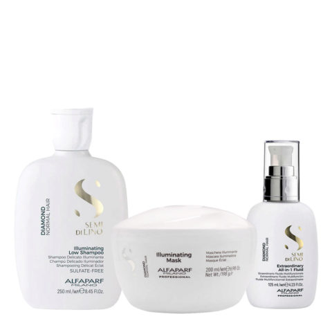 Semi Di Lino Diamond Shampoo 250ml Illuminating Mask 200ml All-In-1 Fluid 125ml