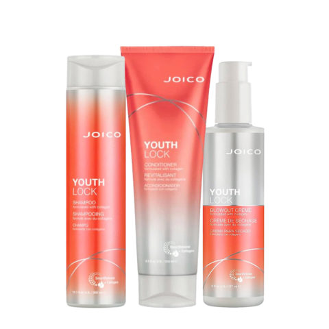 Joico Youthlock Shampoo 300ml Conditioner 250ml Blowout Crème 177ml