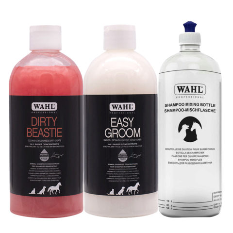 Wahl Pro Pet Dirty Beastie Shampoo 500ml Groom Conditioner 500ml Shampoo Mixing Bottle