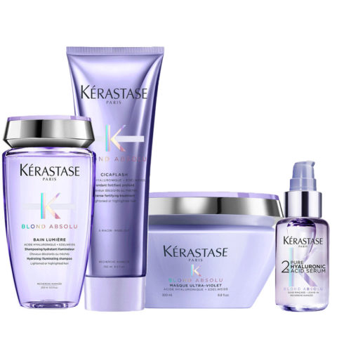 Kerastase Blond Absolu Bain Lumière 250ml Cicaflash 250ml Masque Ultra Violet 200ml Serum 2% Hyaluronic Acid 50ml