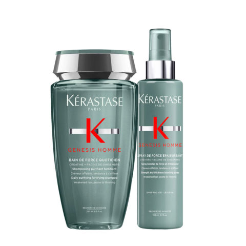 Kerastase Genesis Homme Bain De Force Quotidien 250ml Spray De Force Epaississant 150ml