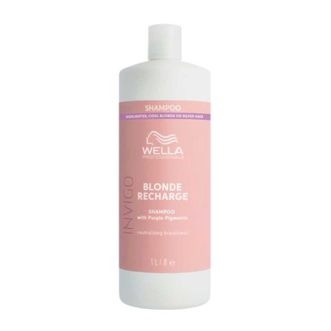 Wella Invigo Blonde Recharge Cool Neutralizing Shampoo 1000ml - Shampoo für blondes Haar