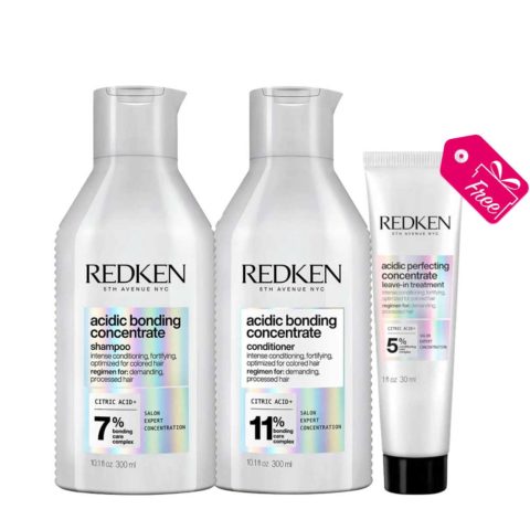 Redken Acidic Bonding Concentrate Shampoo 300ml Conditioner 300ml + Leave - in 30ml Als Geschenk
