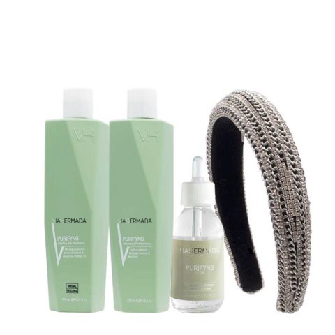 VIAHERMADA Purifyng Peeling 250ml Shampoo 250ml Lotion 125ml + Gewölbtes Stirnband Als Geschenk