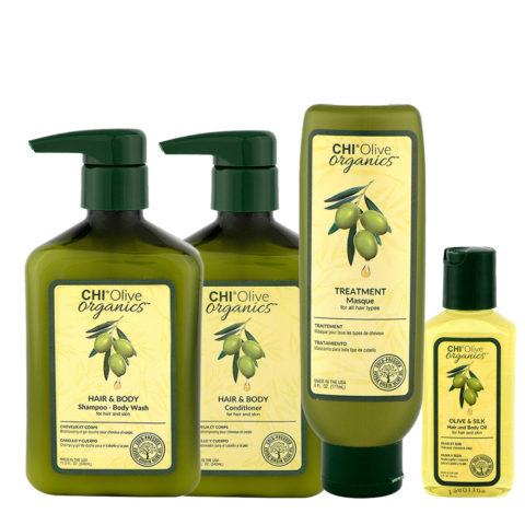 Olive Organics Hair & Body Shampoo Body Wash 340ml Conditioner 340ml Masque 177ml Oil 59ml