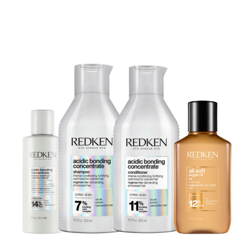 Redken Acidic Bonding Concentrate Pre Treatment 150ml Shampoo 300ml Conditioner 300ml Argan Oil 111ml