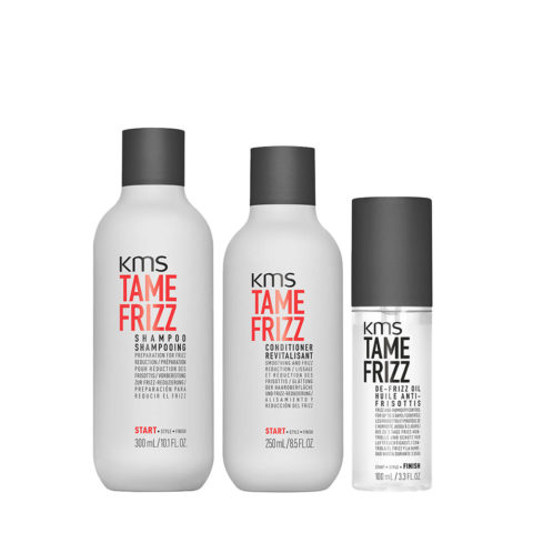 KMS Tame Frizz Shampoo 300ml  Conditioner 250ml De-Frizz Hair Oil 100ml
