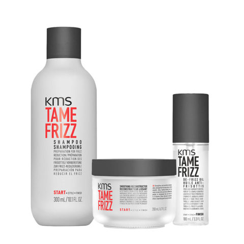 Tame Frizz Shampoo 300ml Smoothing Reconstructor 200ml De-Frizz Hair Oil 100ml