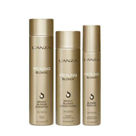 L' Anza Healing Blonde Bright Blonde Shampoo 300ml Conditioner 250ml Rescue 150ml