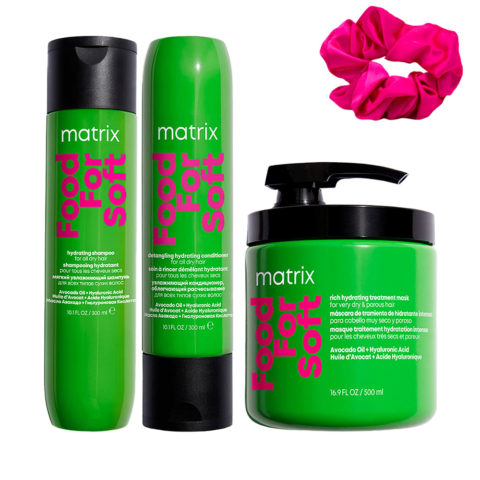Haircare Food For Soft Shampoo 300ml Conditioner 300ml Mask 500ml + InstaCure Scrunch Als Geschenk