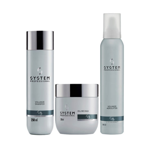 System Professional Volumize Shampoo 250ml Mask 200ml Aerolifter 150ml