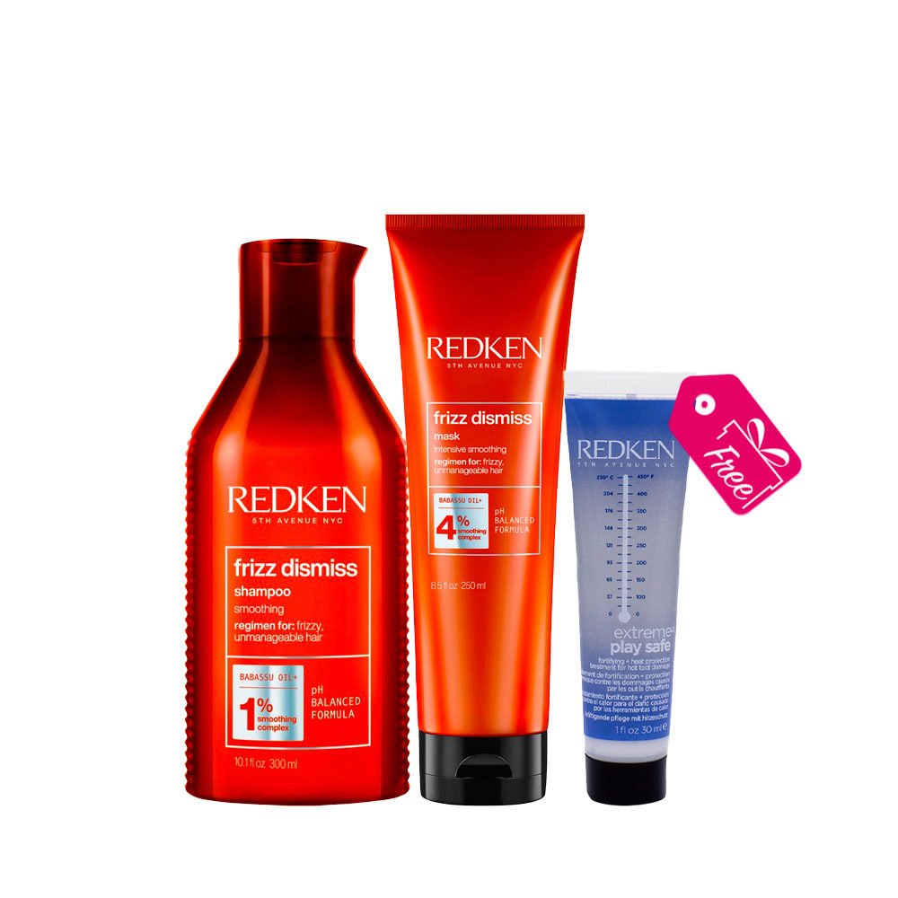Redken Frizz Dismiss Shampoo 300ml Mask 250ml + KOSTENLOS Extreme Mini Play Safe 30ml