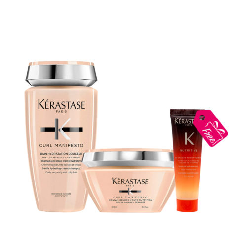 Kerastase Curl Manifesto Shampoo 250ml Mask 200ml+ KOSTENLOS  Nutritive 8H Magic Night Serum 30ml