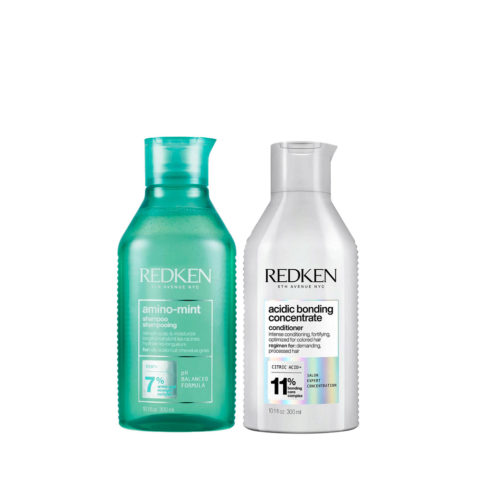 Redken Amino Mint Shampoo 300ml Acidic Bonding Concentrate Conditioner 300ml-reinigende und restrukturierende Behandlung