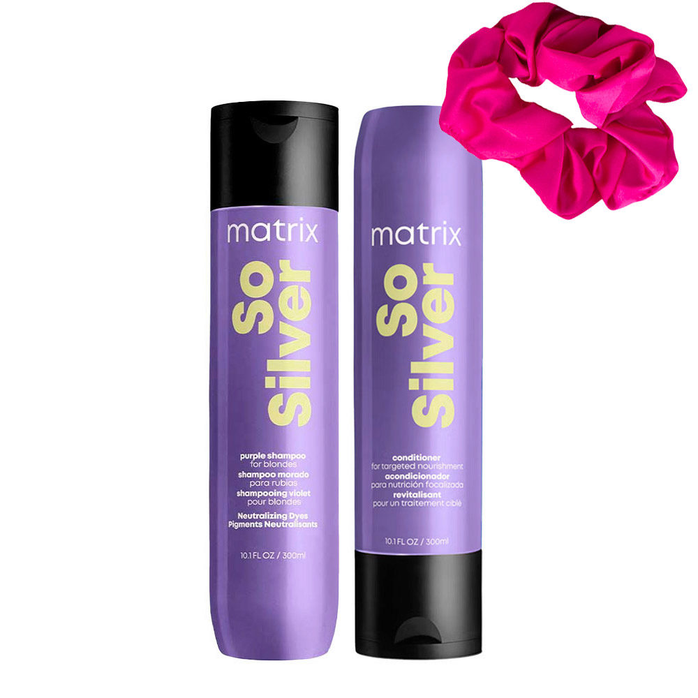 Matrix Haircare So Silver Shampoo 300ml Conditioner 300ml +  Scrunch Als Geschenk