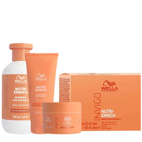 Wella Invigo Nutri Enrich Deep Nourishing Shampoo 300ml Conditioner 200ml Mask 150ml Serum 8x10ml