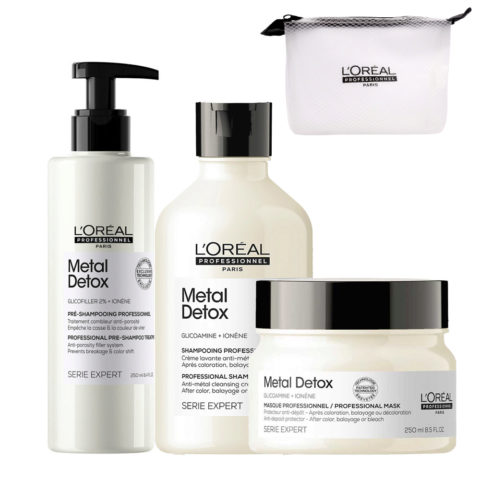 L'Oréal Professionnel Paris Serie Expert Metal Detox Pre- Shampoo 250ml Shampoo 300ml Mask 250ml+ Pouch als Geschenk