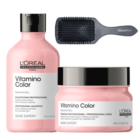 L'Oréal Professionnel Paris Vitamino Color Shampoo 300ml Mask 250ml + Gratis Haarbürste