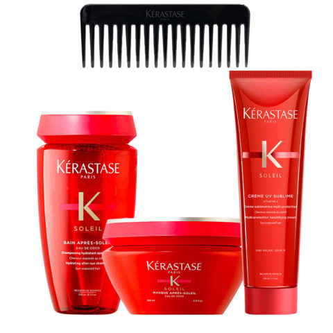 Kerastase Soleil Shampoo Apres Soleil 250ml Masque 200ml Crème UV 150ml + Professional Comb als Geschenk