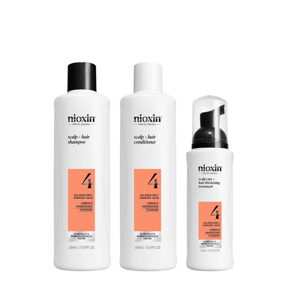 Nioxin 4 Kit Trifasico Shampoo 150ml Conditioner 150ml Treatment 40ml - Erweitertes Ausdünnungsset