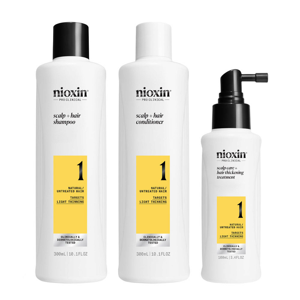 Nioxin Sistema 1 Kit Trifasico Shampoo 300ml Conditioner 300ml Treatment 100ml  - Kit für leichtes Ausdünnen